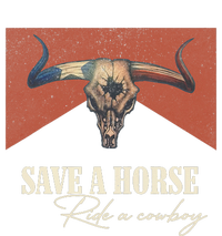 Save A Horse Ride A Cow Vintage Western Bull Skull Ladies Long Sleeve Shirt