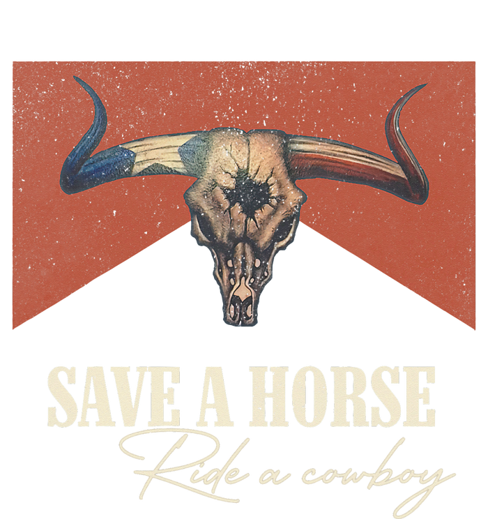 Save A Horse Ride A Cow Vintage Western Bull Skull Ladies Long Sleeve Shirt