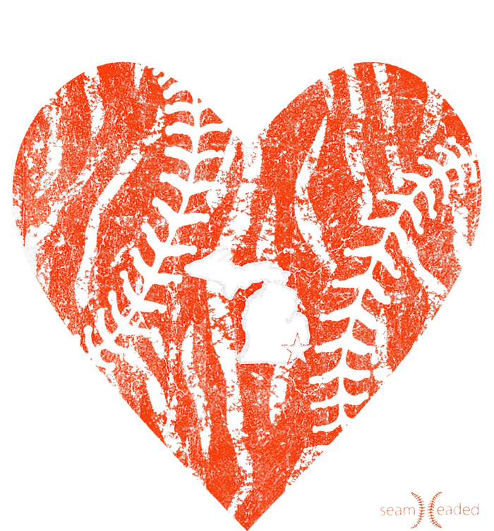 Vintage Detroit Baseball Heart with Tiger Stripes T-Shirt