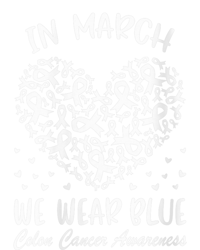 Wo In March We Wear Blue For Colon Cancer Awareness Heart V-Neck T-Shirt