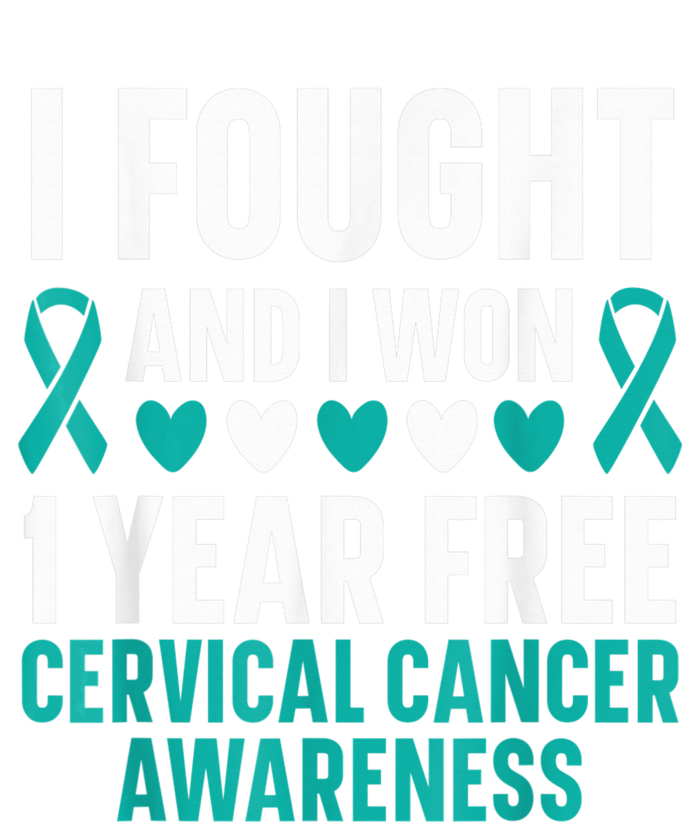 I Fought And I Won 1 Year Free Cervical Cancer Awareness T-Shirt