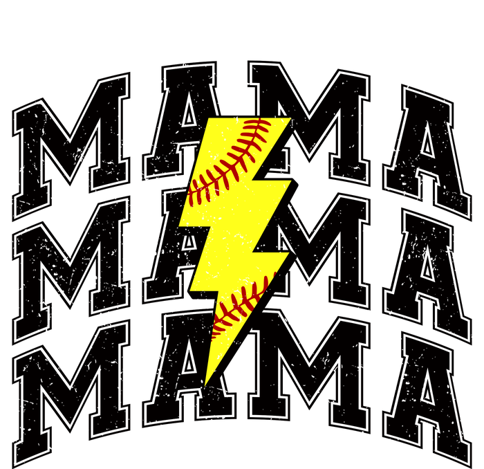 Softball Mama Distressed Lightning Bolt Mom T-Shirt