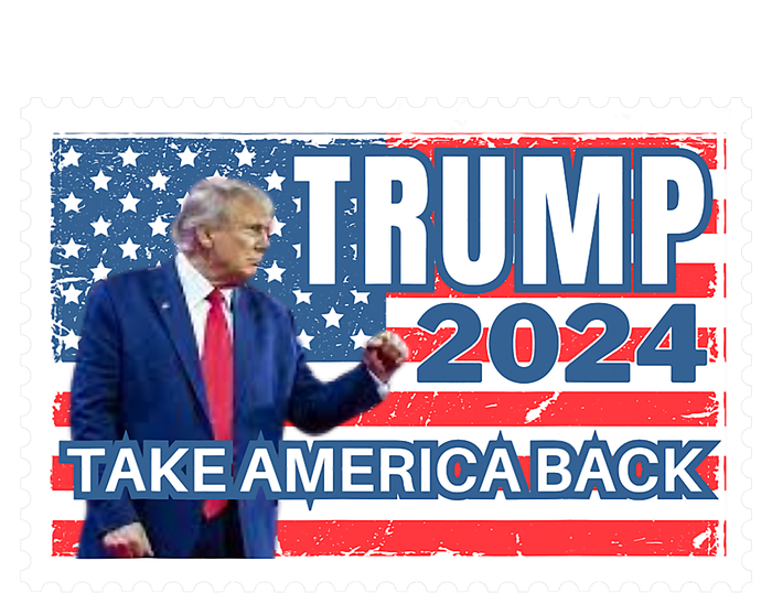 Trump 2024 USA Flag Take America Back Election Postage Stamp Striped Beanie with Solid Band