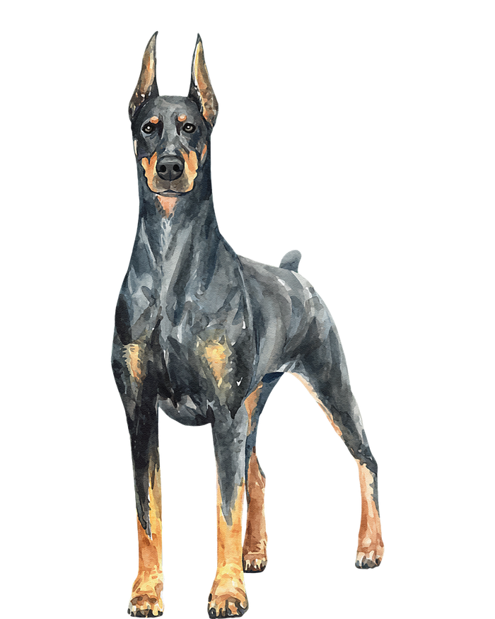 Watercolor Portrait Doberman Pinscher For Dog Owners T-Shirt