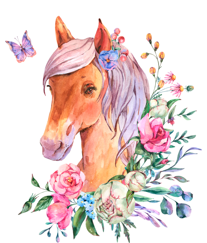 Pretty Colorful Flower Nature Horse Long Sleeve Shirt