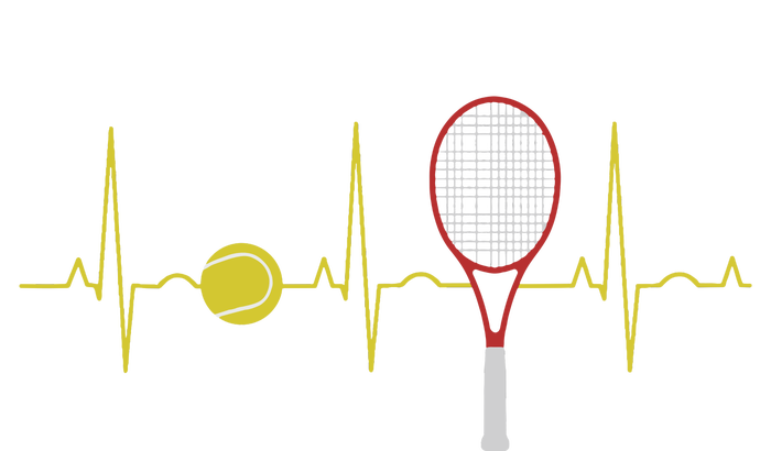 Tennis Player Retro Sport Racket & Tennis Ball Heartbeat V-Neck T-Shirt