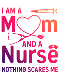 I Am A Mom And A Nurse Nothing Scares Me Gift Mom Nurse Gift Striped Beanie with Solid Band