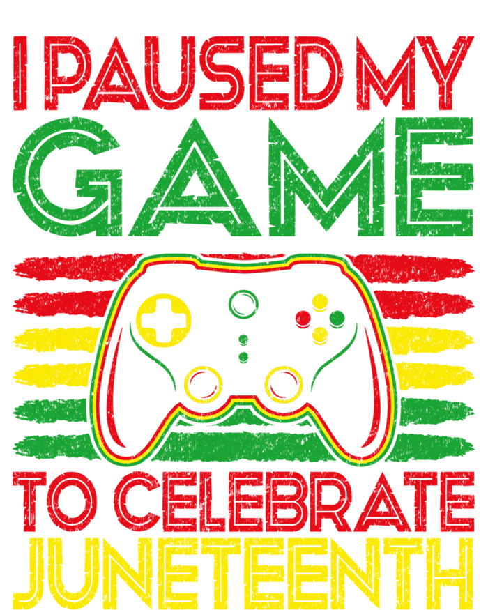 Retro Gaming Gamer I Paused My Game To Celebrate Juneteenth Funny Gift Stripe Pom Pom Beanie