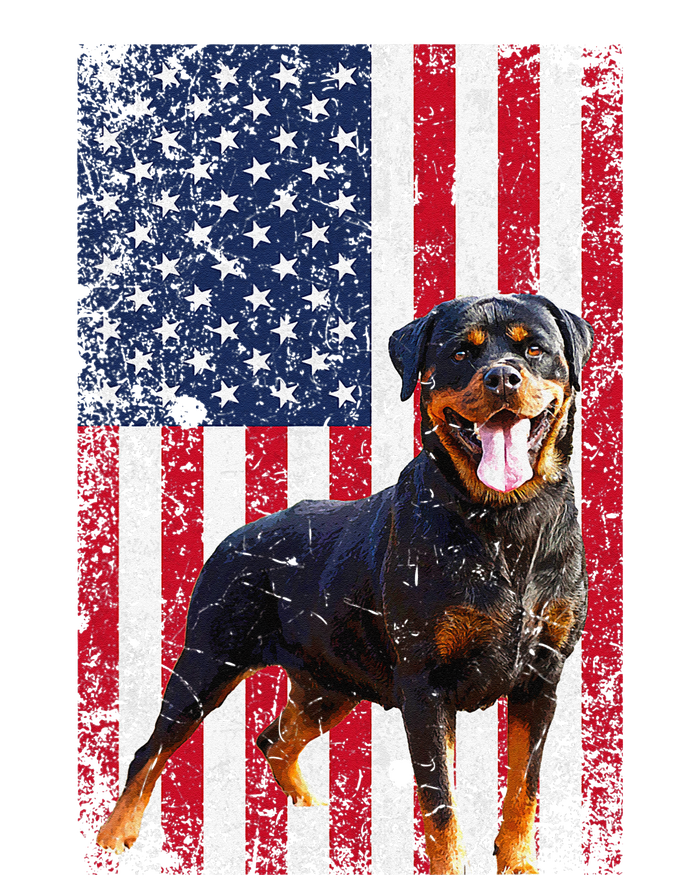 American Flag Rottweiler Dog Lover Funny 4th of July Dog Women's Fleece Hoodie