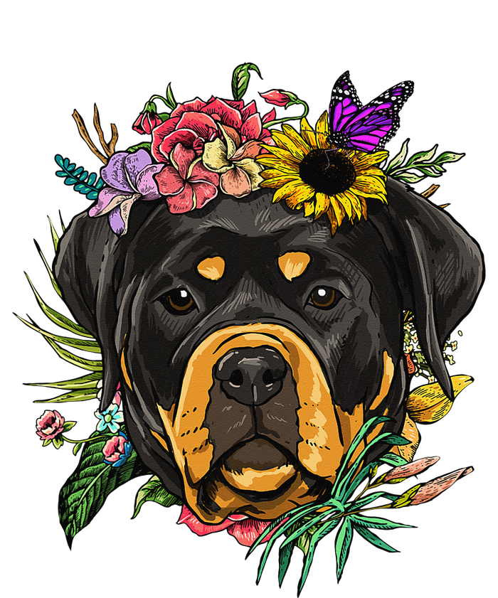 Floral Rottweiler Dog Spring Nature Rottweiler Lovers Womens California Wash Sweatshirt