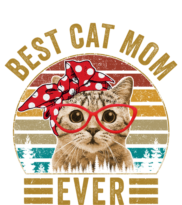 Vintage Best Cat Mom Ever Cat With Red Bandana Red Glasses Great Gift T-Shirt