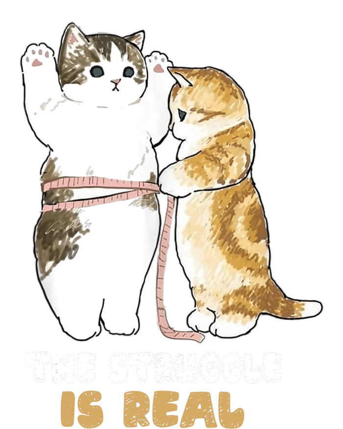 Cats The Struggle is Real Gym Fitness Funny Cat Training Womens Funnel Neck Pullover Hood