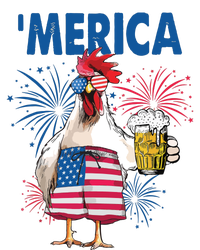 Merica Funny Chicken With Beer USA Flag 4th Of July T-Shirt