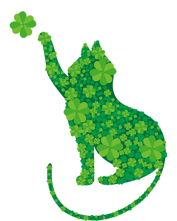 Green Cat Silhouette Shamrocks St Patricks Day Gift T-Shirt