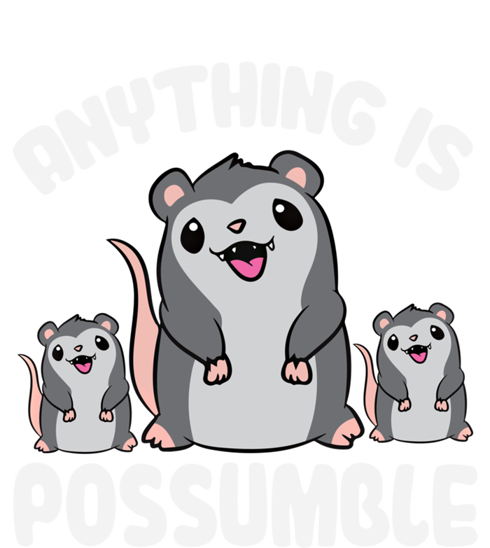 Funny Opossum Anything Is Possumble Cute Possum Family Cool Gift Striped Beanie with Solid Band