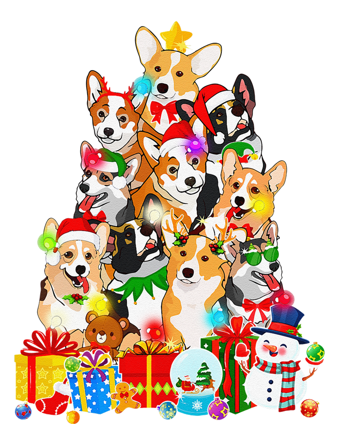 Funny Corgi Christmas Tree Lights Puppy Corgi Dog Lover Softstyle Adult Sport Polo