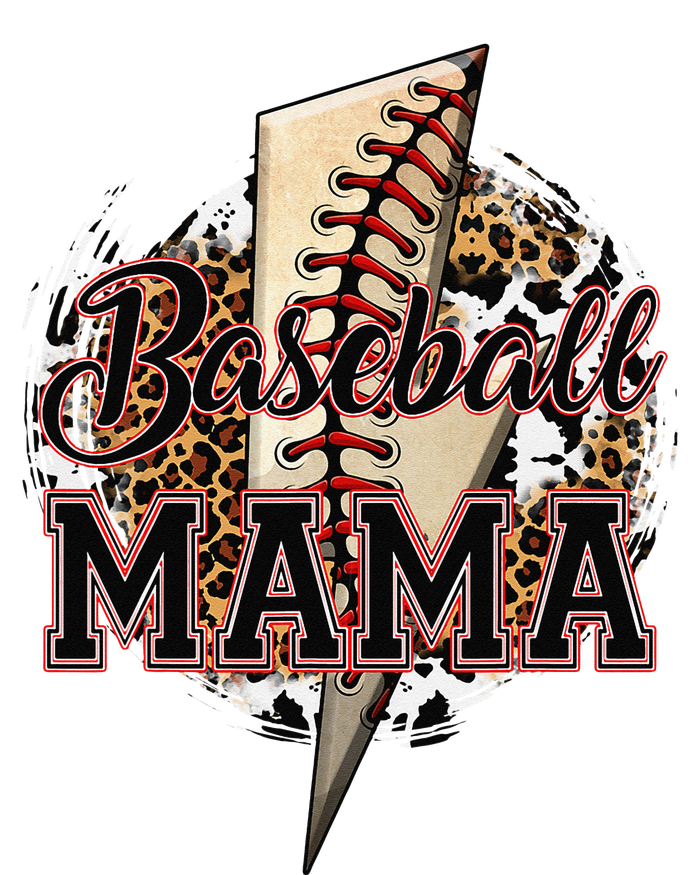 Leopard Baseball Mama Lightning Bolt Sport Mom Mother's Day T-Shirt