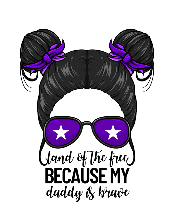 Land Of The Free Because My Daddy Is Brave Purple Up Cute Gift Ladies Long Sleeve Shirt