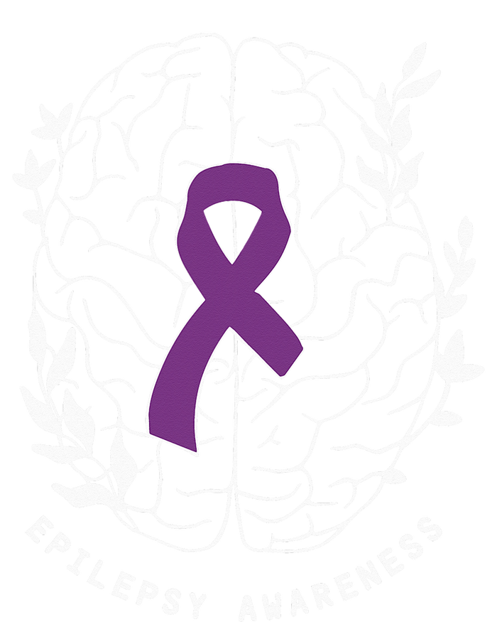 Epilepsy Awareness Ribbon Purple Epilepsy Brain Grahpic Ladies Long Sleeve Shirt