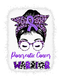 Pancreatic Cancer Awareness Purple Ribbon Messy Bun Leopard Women's Flannel Pajama Set