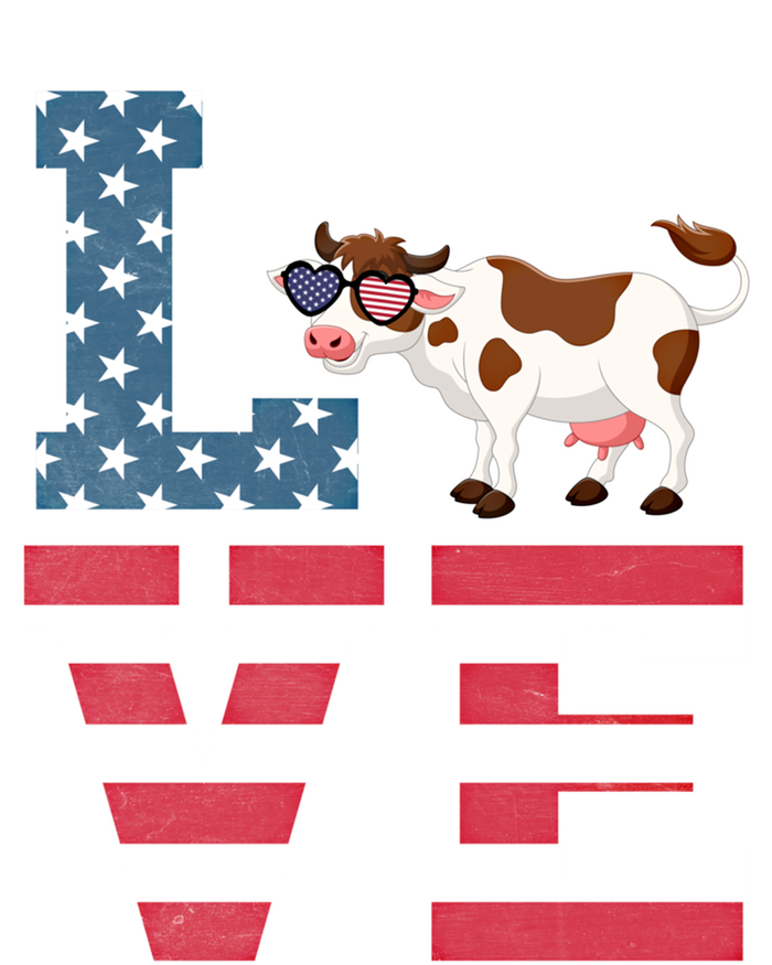 4th Of July Decor Patriotic Love Cow American Flag Cute Gift Tall Hoodie