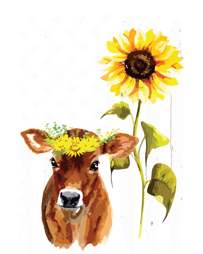 Cow USA Flag Sunflower Cow Lover Sustainable Bucket Hat