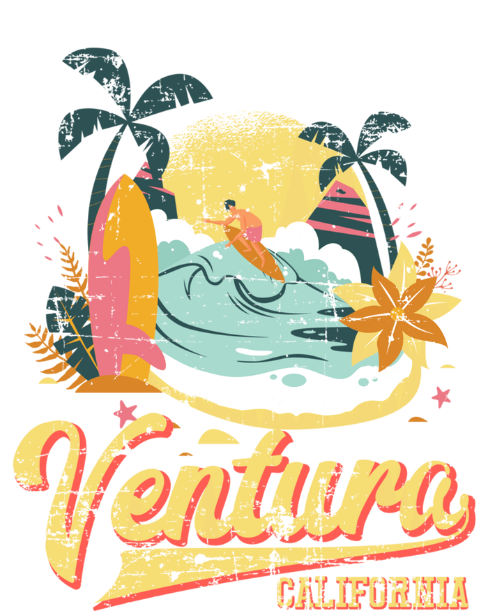 Retro Beach Surf Wave Ventura California Ladies Long Sleeve Shirt