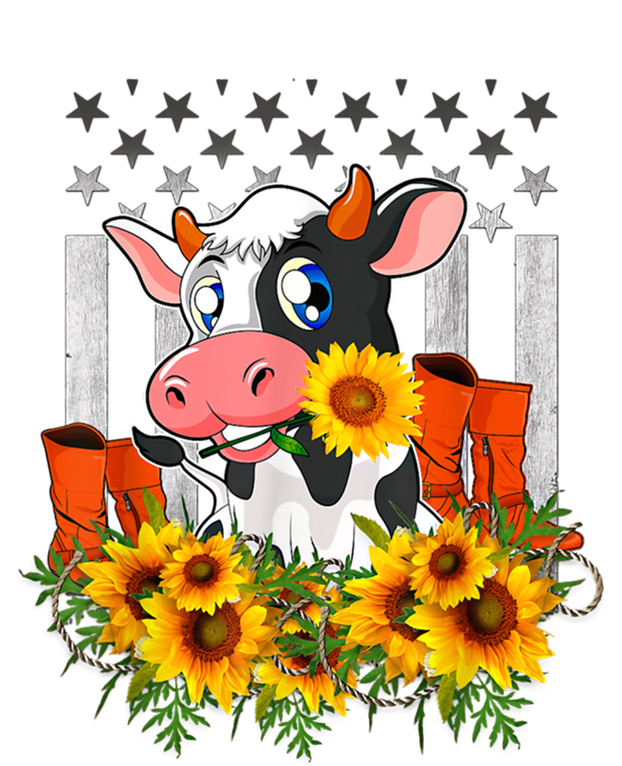 Cute Cow Cute Gift Sunflower American Flag Cow Farmer Gift Kids Long Sleeve Shirt