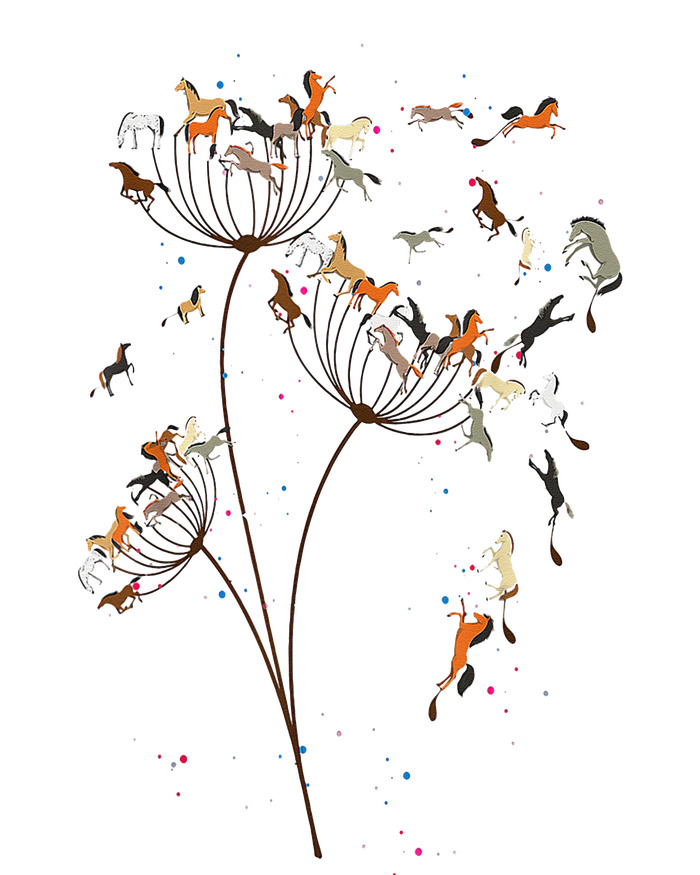 Horses Dandelion Flower Horses Floral Horse Horseback Riding T-Shirt