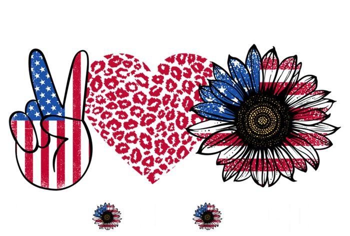 Funny Peace Love America Sunflower American Flag 4th Of July Cool Gift T-Shirt