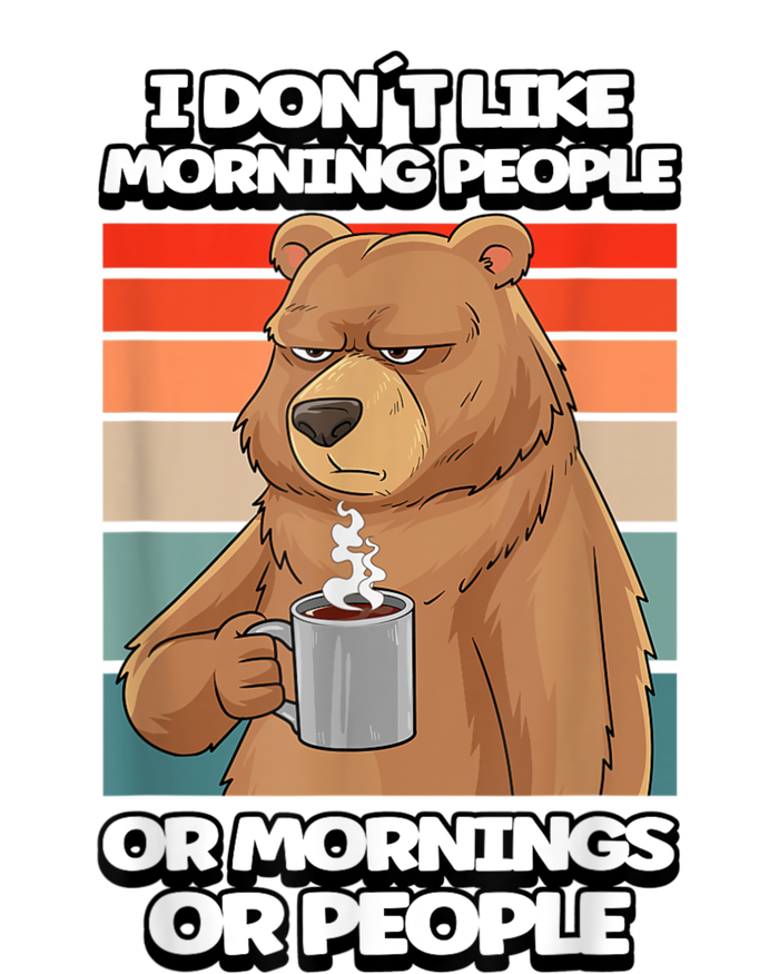 I Dont Like Morning People Bear Coffee Funny Vintage V-Neck T-Shirt