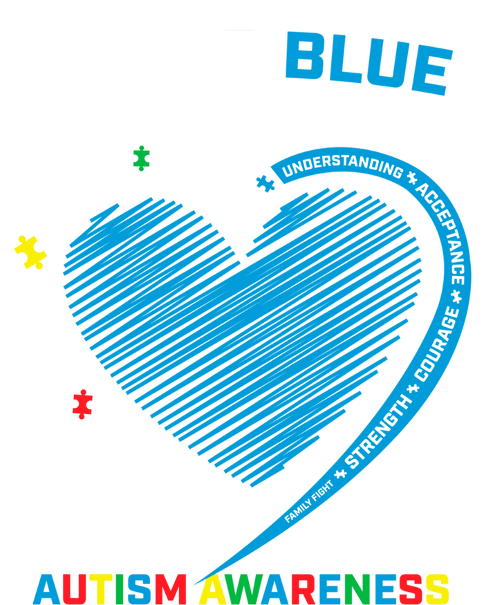 I Wear Blue For My Son Autism Awareness Proud Mom Dad Puzzle Gift T-Shirt