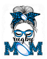 Rugby Mom Mother's Day Game Day Messy Bun Leopard Gift T-Shirt