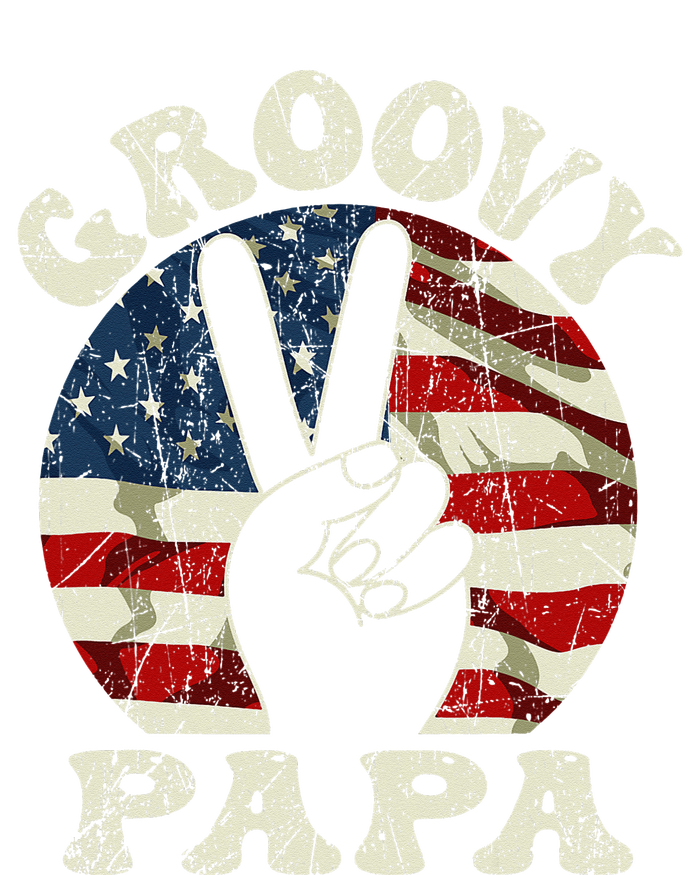 Groovy Papa 70s Aesthetic USA Flag Groovy Dad T-Shirt