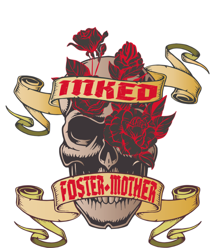 Inked And Fostercute Giftmother Tattoo Skull Red Roses Family Cool Gift Poster