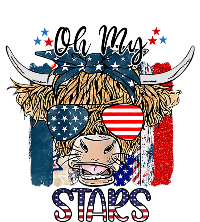 Oh My Stars Cow Highland Cow With 4th July American Flag Gift T-Shirt