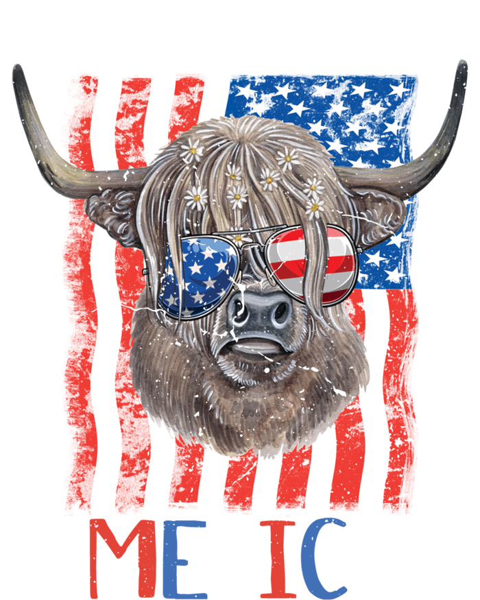 Merica Highland Cow 4th Of July Farming Patriotic Usa Flag Gift Striped Beanie with Solid Band