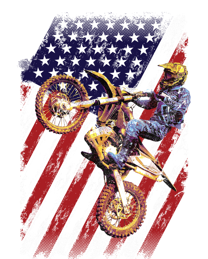 Dirt Bike American Flag Motocross Biker 4th Of July Women's Fleece Hoodie