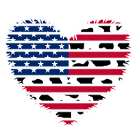 Patriotic American Flag Heart Cow Print 4th Of July Usa Gift T-Shirt