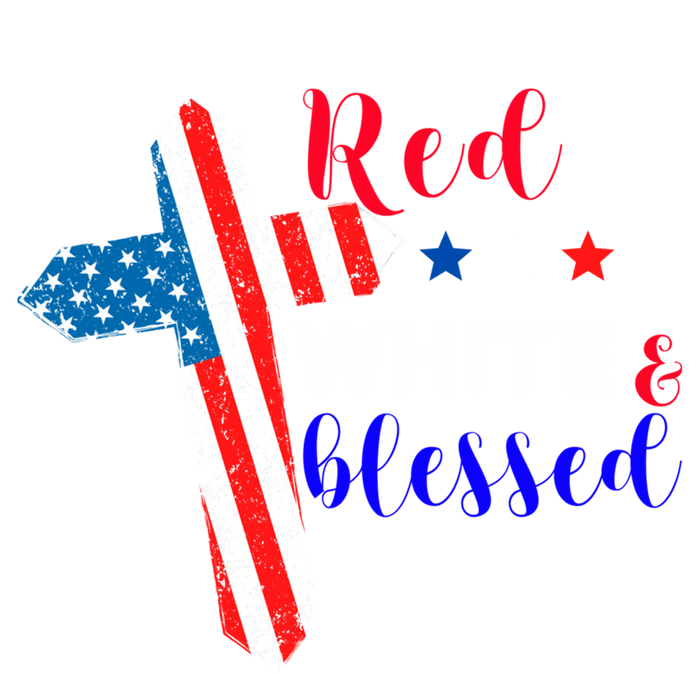 Cross American Flag Red White Blessed Believer God Usa Meaningful Gift Women's T-Shirt