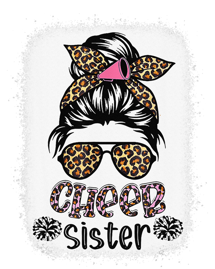 Cheer Sister Leopard Messy Bun Cheerleader Bleached Kids Hoodie