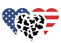 Patriotic Usa American Flag Heart Love Cow Print Us Flag Meaningful Gift Women's Flannel Pajama Set