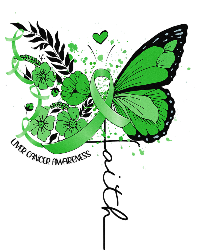 Faith Butterfly Green Ribbon Liver Cancer Awareness Women's Racerback Tank