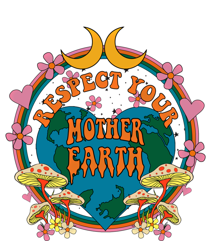 Respect Mother Planet Earth Day Groovy Hippie Mushroom Funny Great Gift T-Shirt