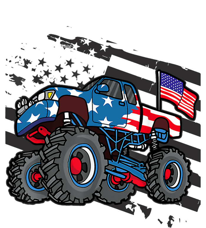 Boy Monster Truck Lover American Flag Racing USA Patriotic Long Sleeve Shirt