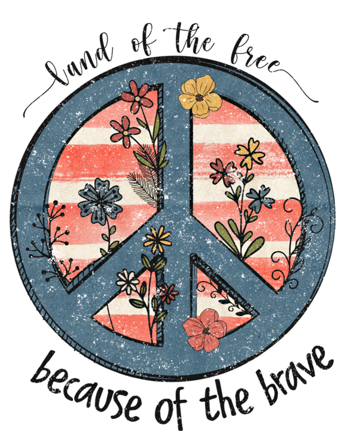 Usa Peace Sign Flag Land Of The Free Because Of The Brave Gift T-Shirt