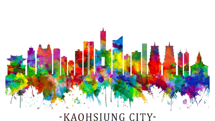 City Watercolor Skyline Home State Souvenir Kaohsiung Taiwan Meaningful Gift Hoodie