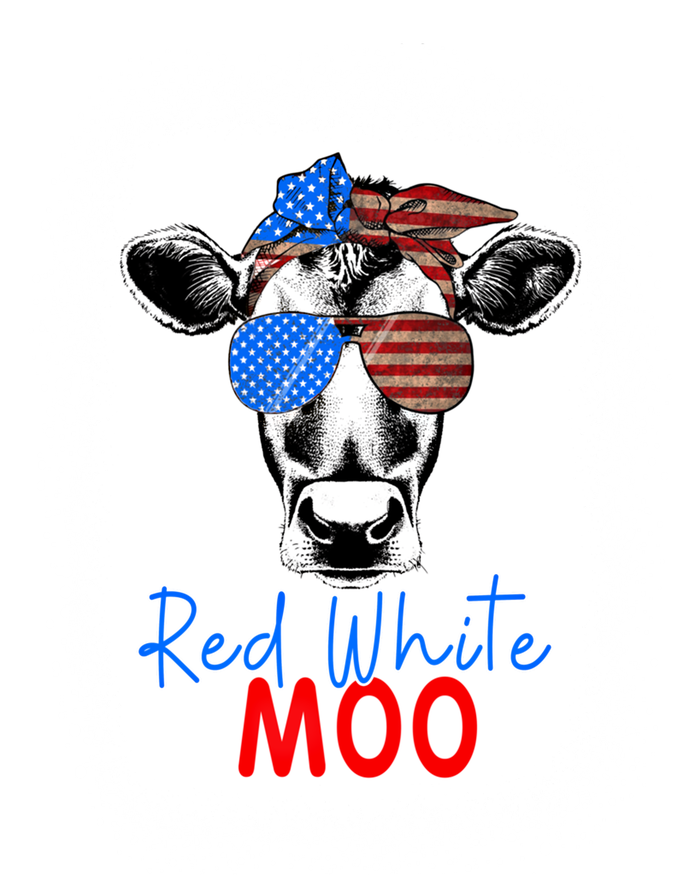 Red White And Moo Cow 4th Of July Usa Flag Farmer Patriotic Cute Gift Women's V-Neck T-Shirt