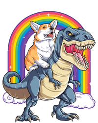 Corgi Riding Dinosaur T Rex Space Galaxy Rainbow Gift Long Sleeve Shirt