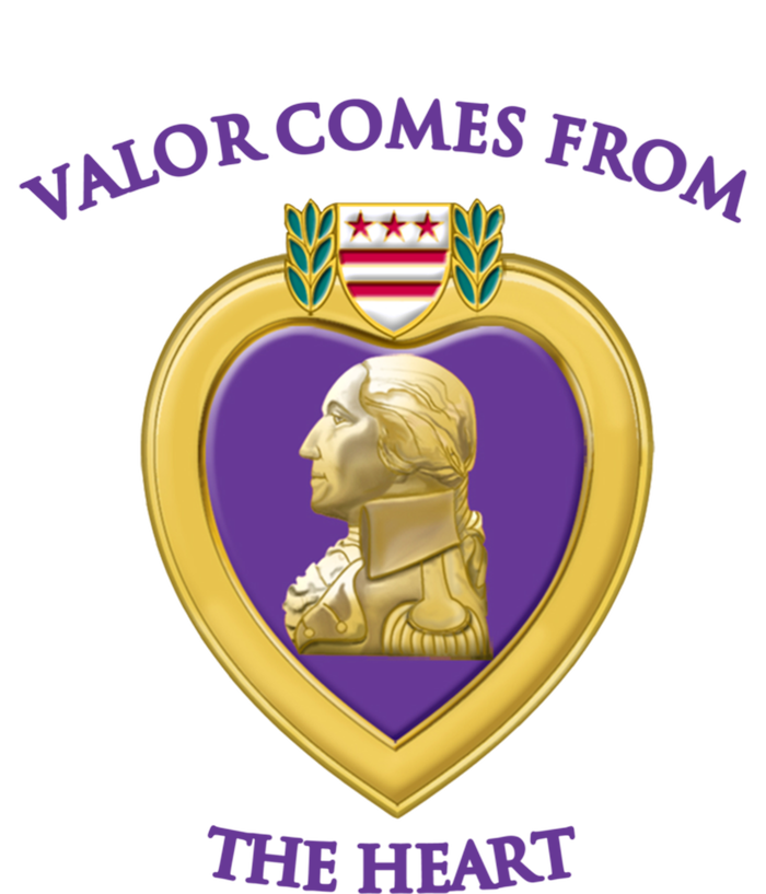 Valor Comes From The Heart Purple Heart Military Design Gift V-Neck T-Shirt